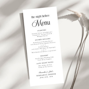 De Nacht Voor de Moderne Elegante Oefenavondmaalti Menu