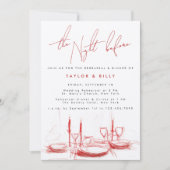 De nacht voor de moderne rode bruiloft repetitie kaart (Voorkant)