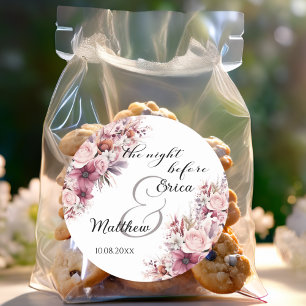 De nacht voor Dusty Pink Boho Floral Wedding Ronde Sticker