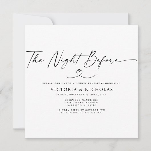 De nacht voor het repetitief eten kaart (Voorkant)