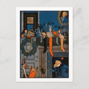 De nacht voor Kerstmis, door Denlow, 1903 (colou Feestdagenkaart