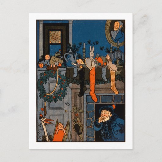 De nacht voor Kerstmis, door Denlow, 1903 (colou Feestdagenkaart (Voorkant)