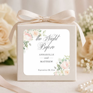 De Nacht Voor Soft Blush Roses Trouwdag Vierkante Sticker
