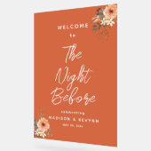De nacht voor Terracotta Floral Welkom bruiloft Acryl Bord (Hoek)