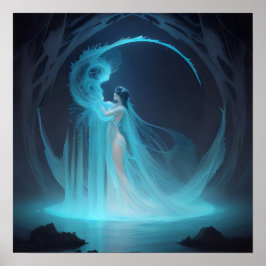 De Naiad AI Fantasy Digitale Kunstdruk Onderwereld Poster