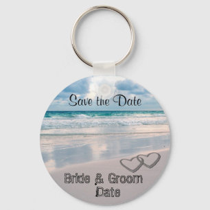 De Namen van de Bride & van de Groom die in Zand w Sleutelhanger