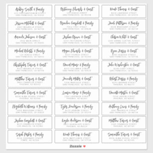 De Namen van de Gast van het huwelijk Adres Eenvou Sticker