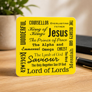 De Namen van Jezus Geel Vierkante Sticker