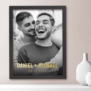 De namen van paren en datumfoto folie afdrukken