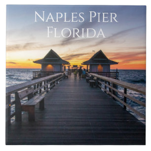 De Napels Pier in Florida zonsondergang Tegeltje