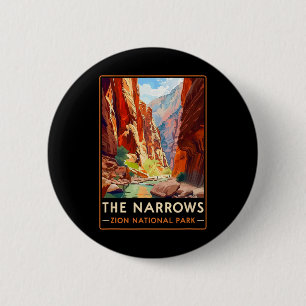 De Narrows Zion National Park Wandel Natuur Buiten Ronde Button 5,7 Cm
