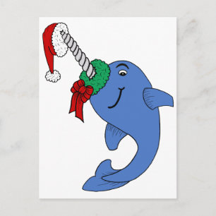 De narwal van Kerstmis Feestdagenkaart