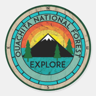 DE NATIONALE BOSBOUWARKANSAS-HOT VAN OUACHITA RONDE STICKER