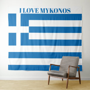 De nationale vlag van Griekenland Mykonos is extra Wandkleed