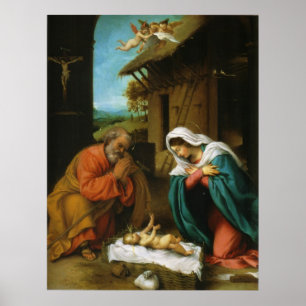 De nationaliteit Christi Geburt van Lorenzo Lotto Poster