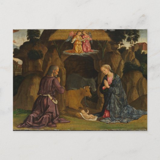 De nativiteit, jaren 1480 briefkaart (Voorkant)