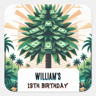 De Natuur Cool Cash Only Money Tree 13e verjaardag Vierkante Sticker
