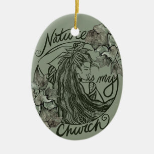 De natuur is mijn Kerk Druïde Godin Keramisch Ornament
