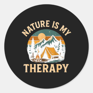 De natuur is mijn therapie kamperen - Avontuur bui Ronde Sticker