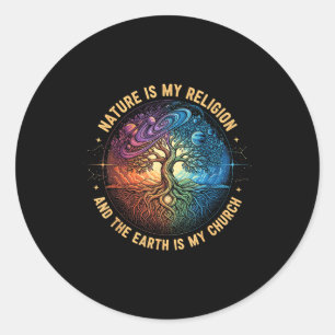 De natuur is religie de aarde is kerk mandala boom ronde sticker