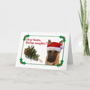 De Naughty German Shepherd-kerstkaart Kaart