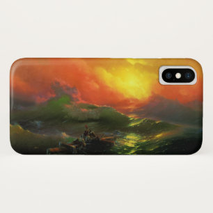 De Negende Golf (Stormachtige zee met rode zonsond iPhone X Hoesje