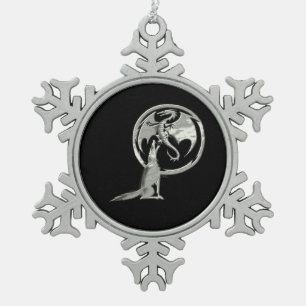 De Neige Wolf & Dragon argent noir d'étain flocon ornement