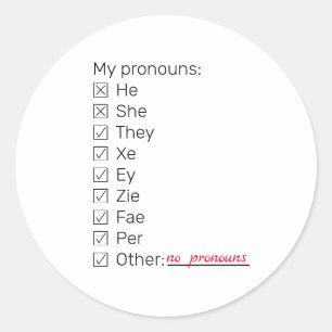 De neopronounons van de checklist lang ronde sticker