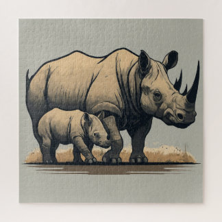 De neushoorn en zijn kalf legpuzzel
