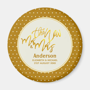 De New Mr en Mrs. (naam, date) Wedding Gold Decor Magneet