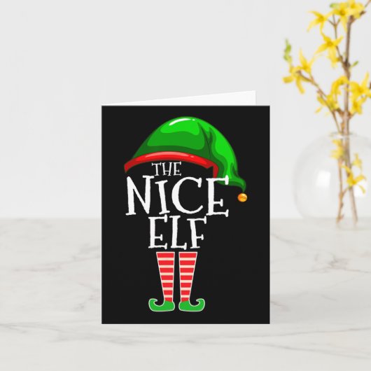 De Nice Elf Group Matching Family Kerstmis Kaart (Gele Bloem)