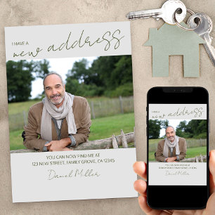 De Nieuwe Foto van het Adres met Casual Manuscript Aankondiging
