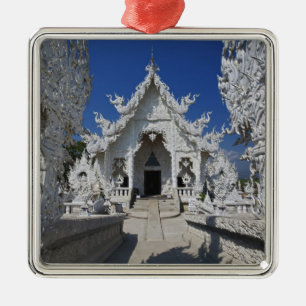 De nieuwe geheel witte tempel van Wat Rong Khun in Metalen Ornament
