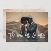 De nieuwe heer en mevrouw | Foto van script en bru Bedankkaart (Voorkant / Achterkant)