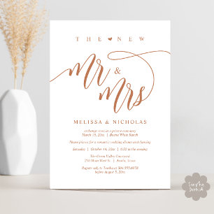 De nieuwe heer en mevrouw Modern Wedding Party Din Kaart