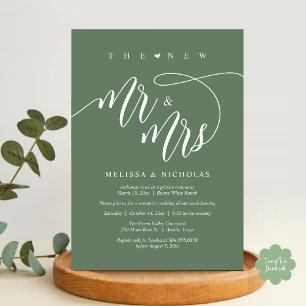 De nieuwe heer en mevrouw Modern Wedding Party Din Kaart