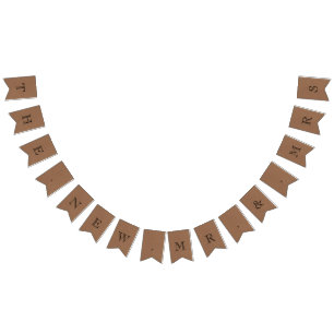 De nieuwe heer en mevrouw Rustic Kraft Wedding Vlaggetjes