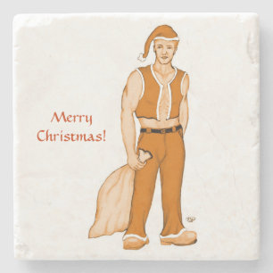 De nieuwe kerstman - vrolijk kerstfeest! stenen onderzetter