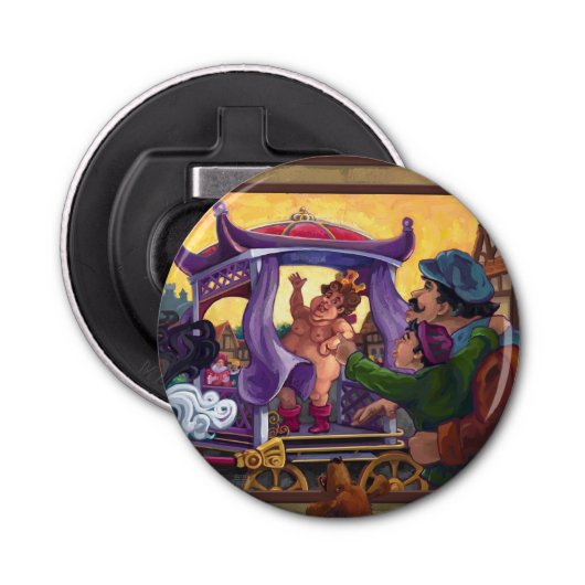 De nieuwe kleren van de keizer button flesopener (Voorkant)