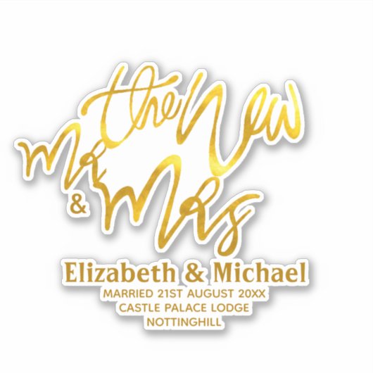 De Nieuwe Meneer en Mevrouw (naam toevoegen, datum Sticker (Voorkant)