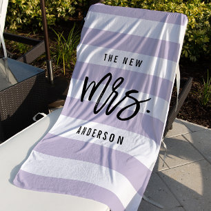 De nieuwe mevrouw Lavender Personalized Bride Strandlaken