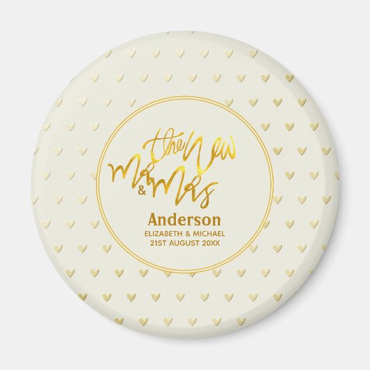 De Nieuwe Mr en Mevrouw (naam,datum) Trouw Gouden Magneet (Voorkant)