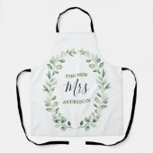 De nieuwe Mrs Greenery Wreath Personalized Wedding Schort (Voorkant)