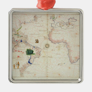 De nieuwe wereld metalen ornament