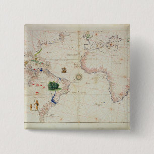 De nieuwe wereld vierkante button 5,1 cm