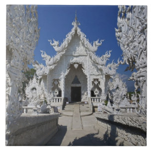 De nieuwe witte tempel van Wat Rong Khun in Tegeltje