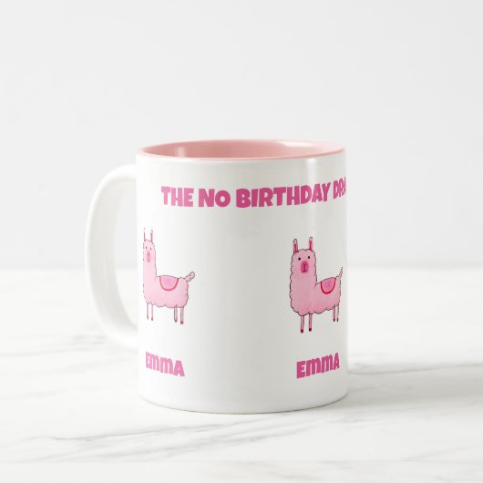 De No Birthday Drama Llama Two-Tone Coffee Mok (Voorkant links)
