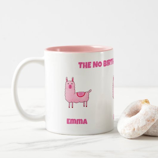 De No Birthday Drama Llama Two-Tone Coffee Mok (Met donut)