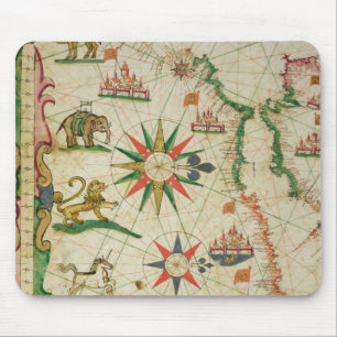 De Noord-Afrikaanse kust van een nautische atlas Muismat