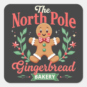 De Noordpool Gingerbread Bakery Kerstmis Vierkante Sticker